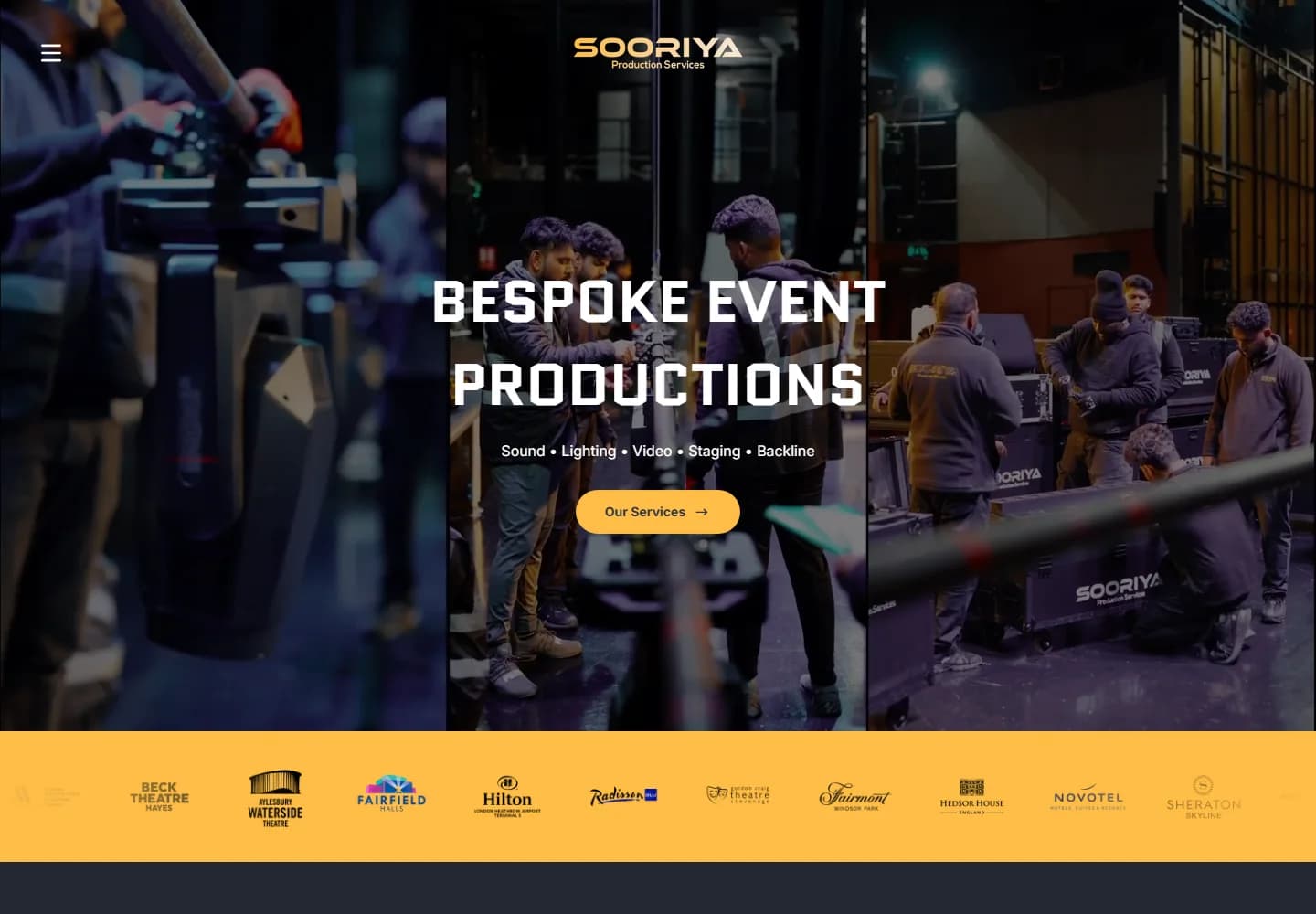 Public homepage of Sooriya Production Services